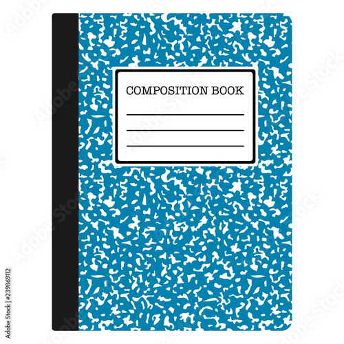 Composition Book - Light blue composition notebook with copy space isolated on white background