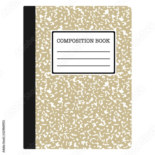 Composition Book - Beige composition notebook with copy space isolated on white background