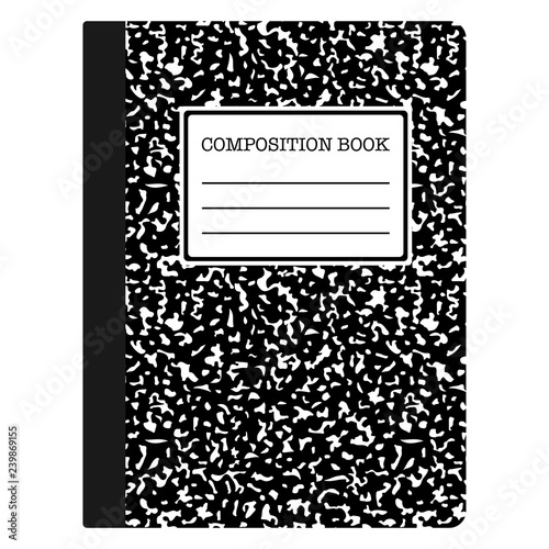 Composition Book - Black composition notebook with copy space isolated on white background photo