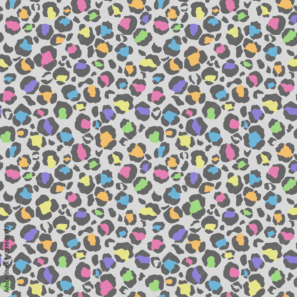 Leopard Print Seamless Pattern - Leopard print design in pastel rainbow colors Leopard Print Seamless Pattern - Leopard print design in pastel rainbow colors