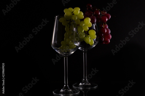 wine glasses and fresh grape