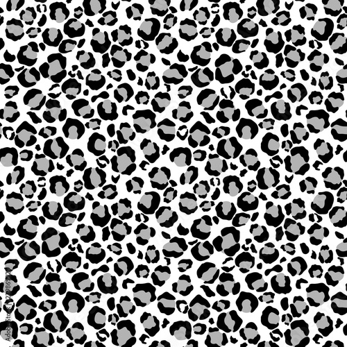 Snow Leopard Print Seamless Pattern - Leopard print design in black, white, and gray colors