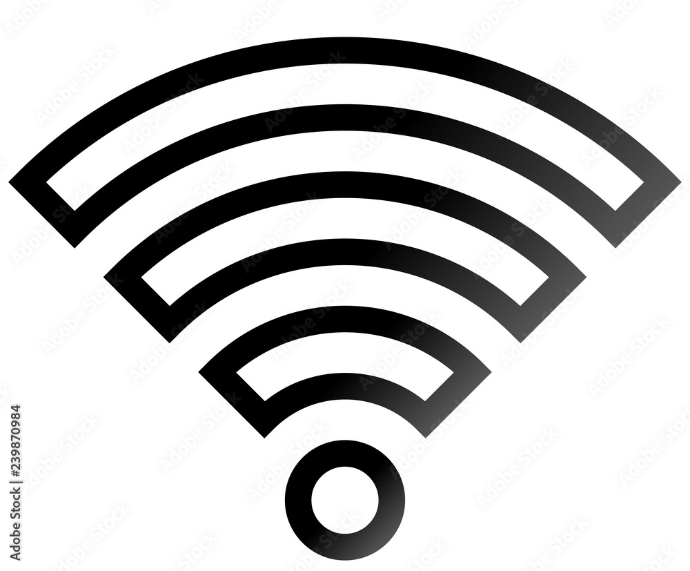 Wifi symbol icon - black outlined gradient, isolated - vector Wifi symbol icon - black outlined gradient, isolated - vector