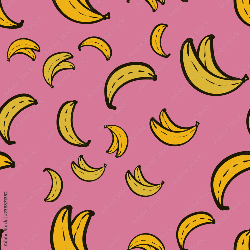 Abstract pattern seamless. yellow bananas on pink background Abstract pattern seamless. yellow bananas on pink background