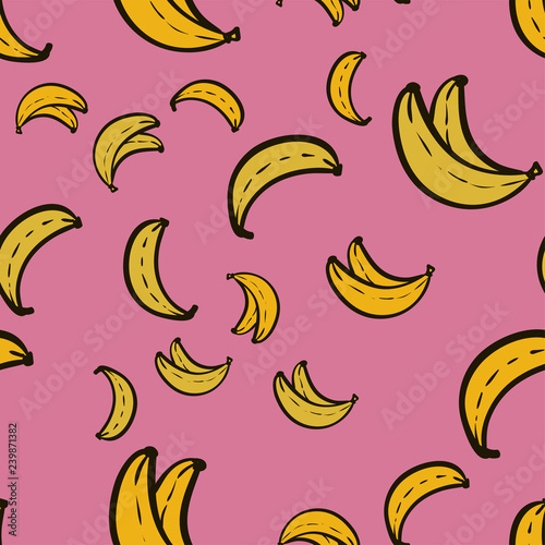 Abstract  pattern seamless. yellow bananas on pink background
