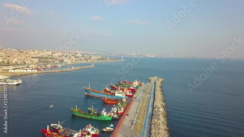 yenikapi harbour in istanbul at marmara sea coast photo