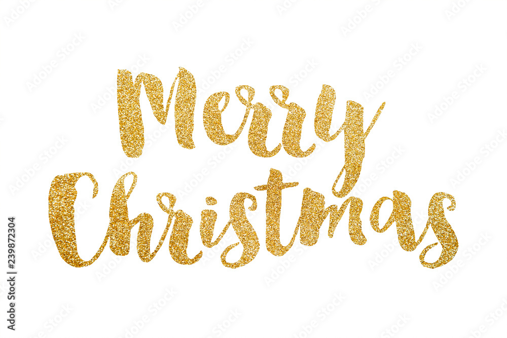 Merry Christmas gold glitter sparkle lettering background