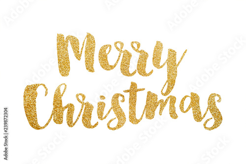 Merry Christmas gold glitter sparkle lettering background