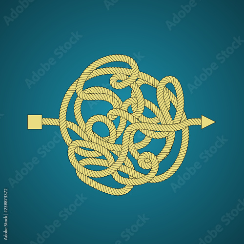 Confused complicated rope as problem concept illustration