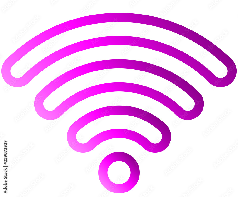Wifi symbol icon - purple outlined rounded gradient, isolated - vector Wifi symbol icon - purple outlined rounded gradient, isolated - vector