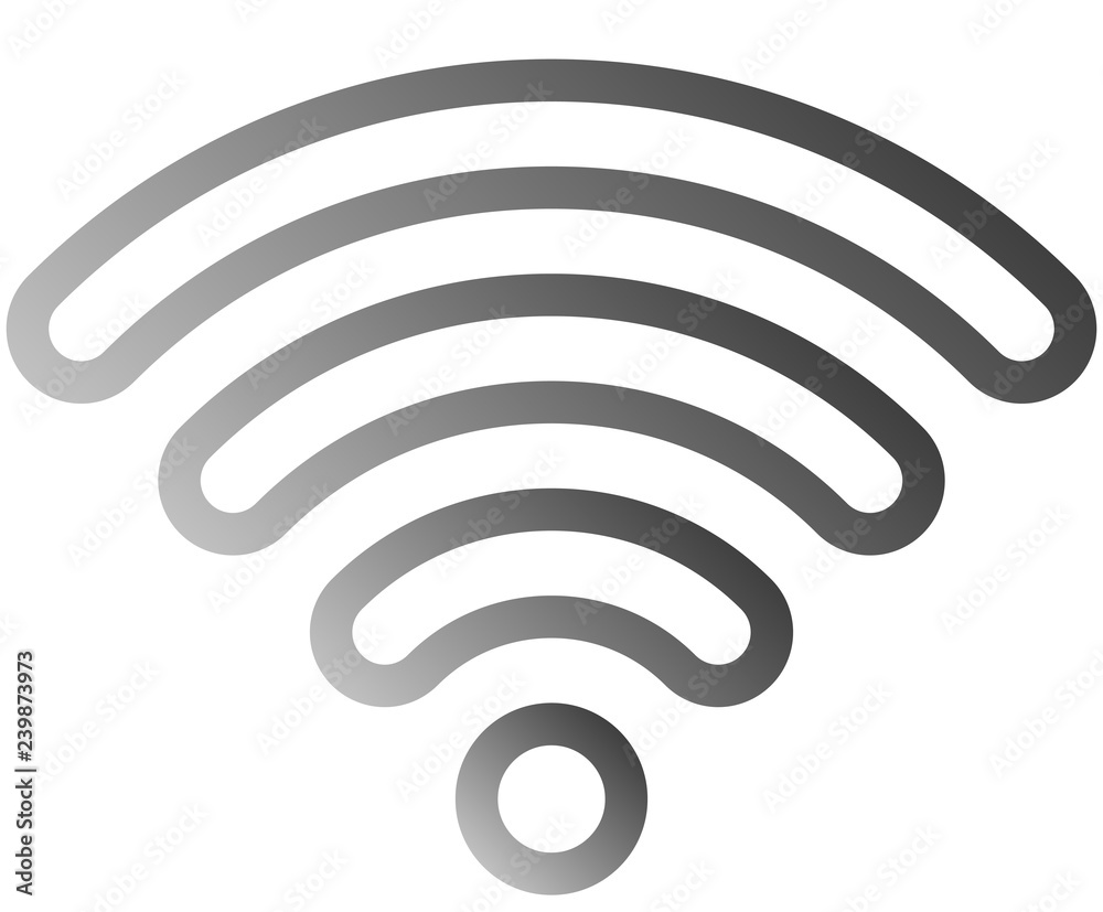 Wifi symbol icon - medium gray outlined rounded gradient, isolated - vector Wifi symbol icon - medium gray outlined rounded gradient, isolated - vector