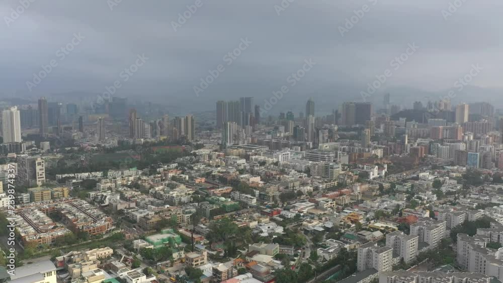 Aerial view of crowded Hong Kong housing and building in Kowloon District Aerial view of crowded Hong Kong housing and building in Kowloon District