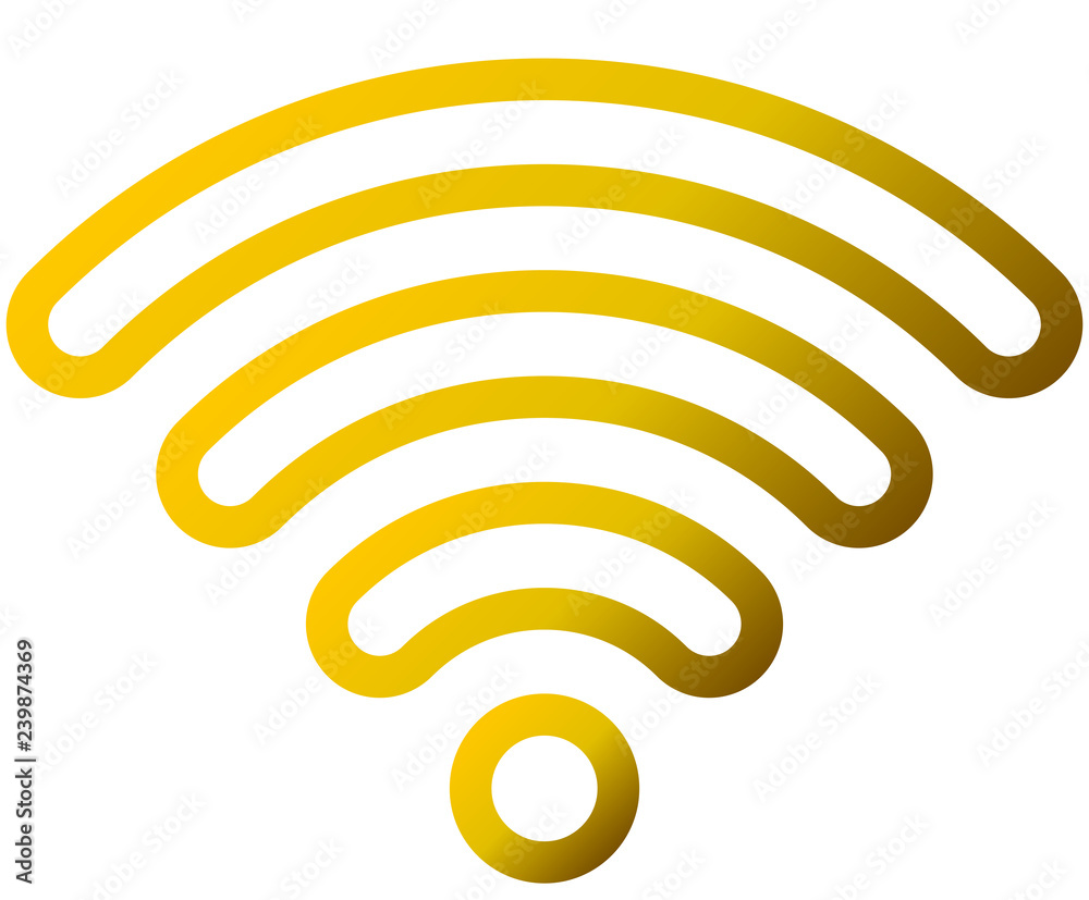 Wifi symbol icon - golden outlined rounded gradient, isolated - vector Wifi symbol icon - golden outlined rounded gradient, isolated - vector