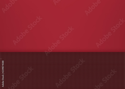 Fototapeta Naklejka Na Ścianę i Meble -  3d rendering. dark wood panels row decorating on red wall background.
