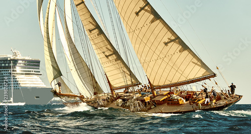Sailing yacht race regatta. Sailboat in the sea under sail. Yachting sport © Alvov