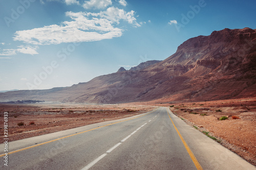 Highway near the famous Masada and the Dead Sea, Israel