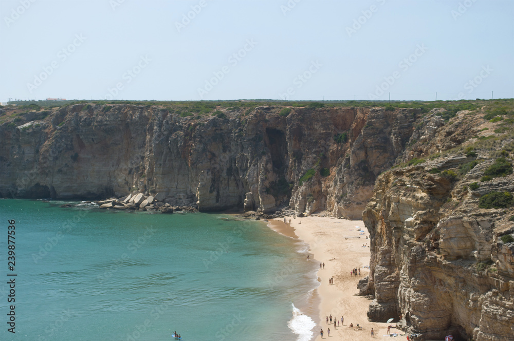 the rocky coast of southern Portugal, on the Atlantic Ocean