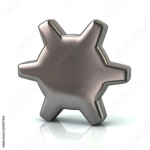 Chrome gear settings icon 3d illustration