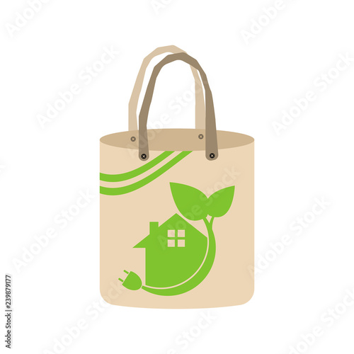 Ecology concept,eco-friendly fabric bag ideas.Vector illustration