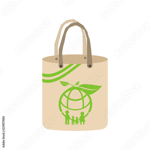 Ecology concept,eco-friendly fabric bag ideas.Vector illustration
