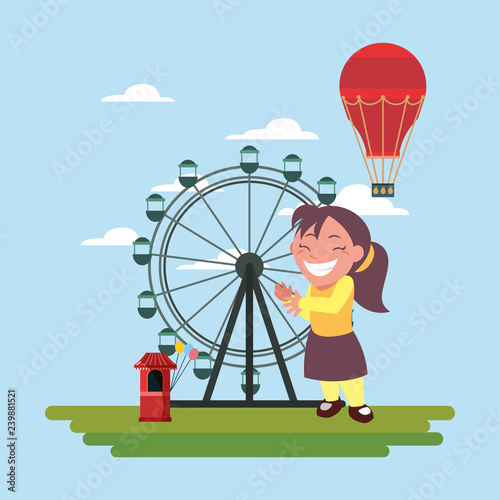 happy girl carnival ferris wheel hot air balloon