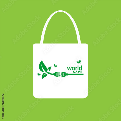 Ecology concept,eco-friendly fabric bag ideas.Vector illustration