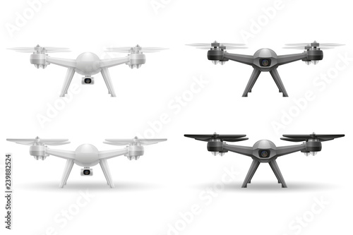 aerial mobile drone quadcopter smart quadrocopter for video and photo shooting stock vector illustration isolated on white background