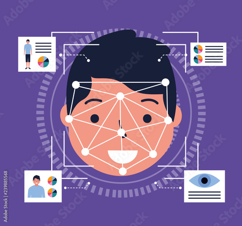 man face scan biometric digital technology