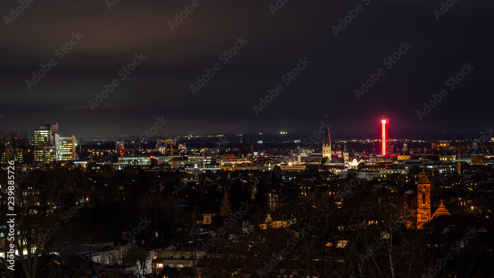 city ​​of Bonn in germany at night