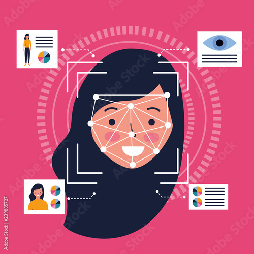 woman face scan process gadget