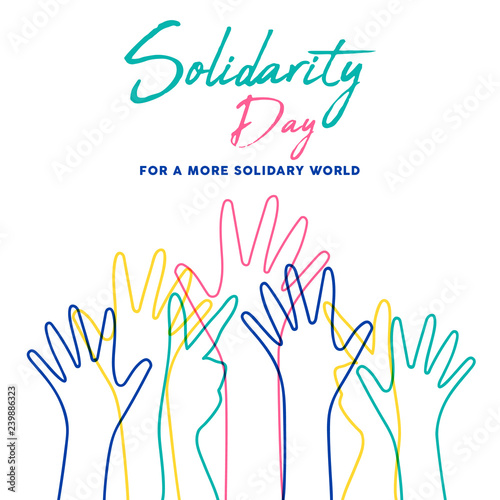 Human Solidarity Day colorful hands illustration