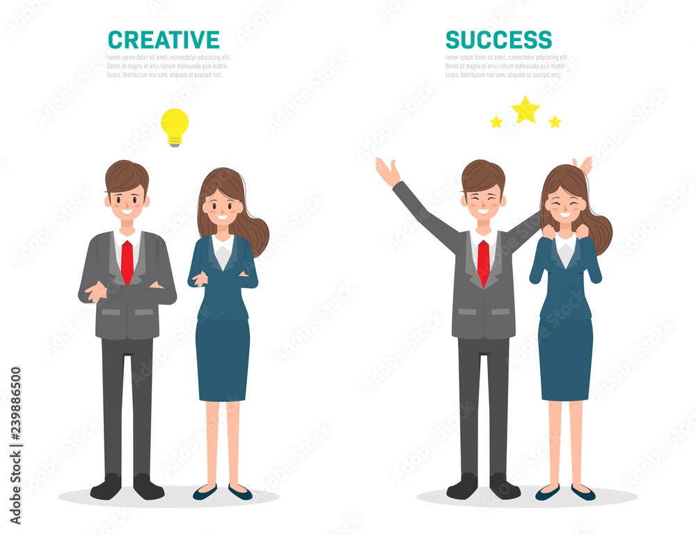 Creative people and Success people character. Business people in job design.