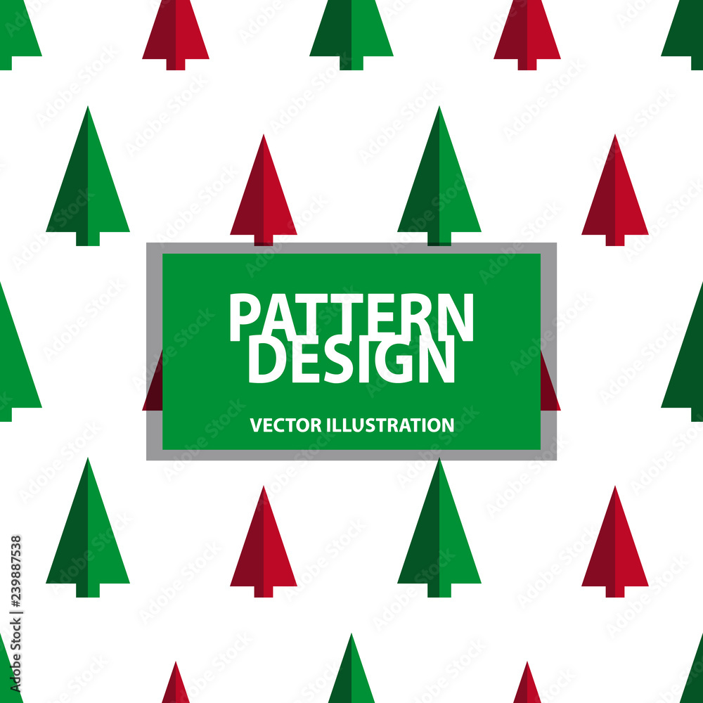 Seamless Pattern - Christmas Tree Background - Vector Illustration - Isolated On White Background
