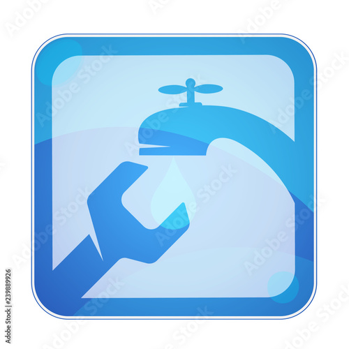 Water tap and wrench symbol for repair