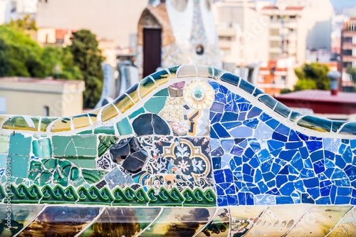 Parc Guell art d'Antonio Gaudi, Barcelone