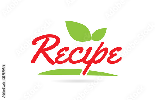 Recipe hand written word text for typography design in red
