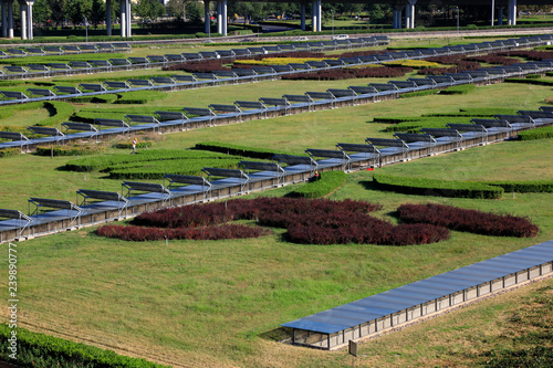 Solar panels and green space