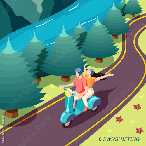 Downshifting Couple Isometric Background 