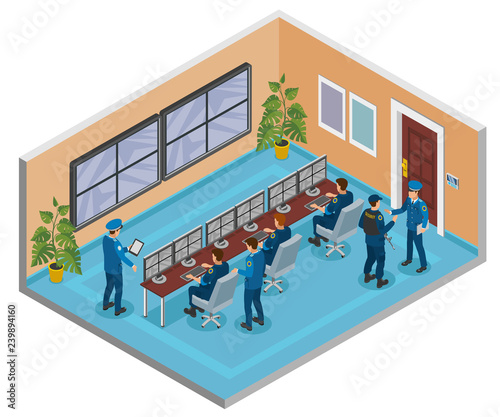 Security Systems Isometric Composition 