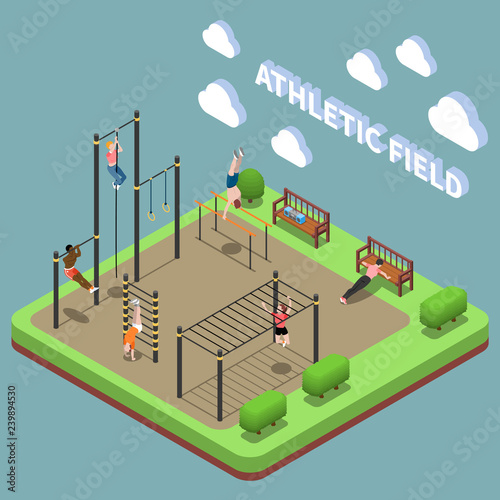 Athletic Field Isometric Composition