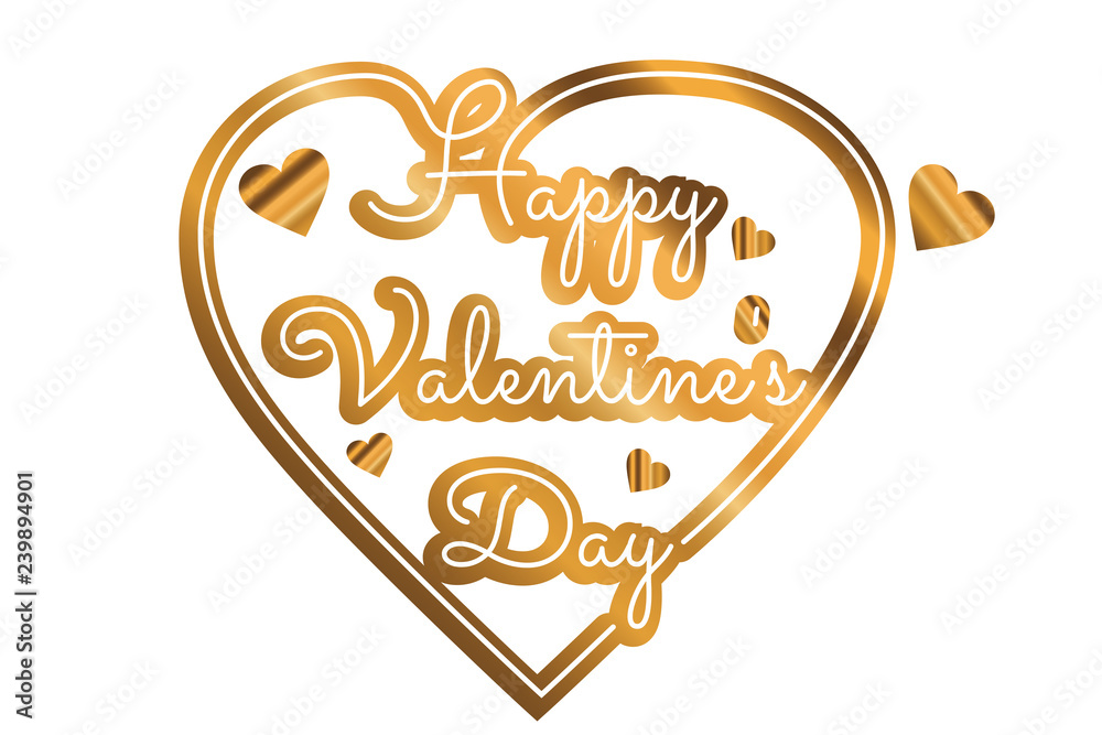 メタリックのバレンタインデーロゴマーク ロゴタイプ筆記体 Happy Valentine S Day Stock Vector Adobe Stock
