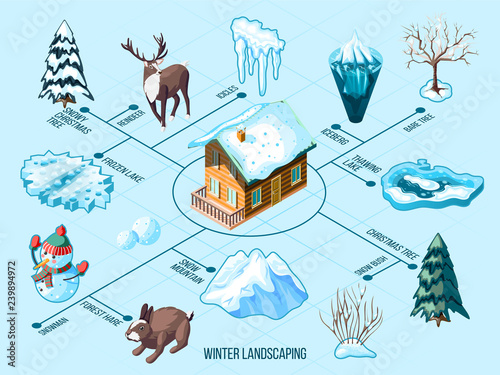 Winter Landscaping Isometric Flowchart