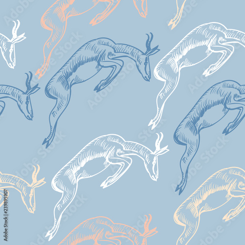 Seamless antelopes pattern in african style. 