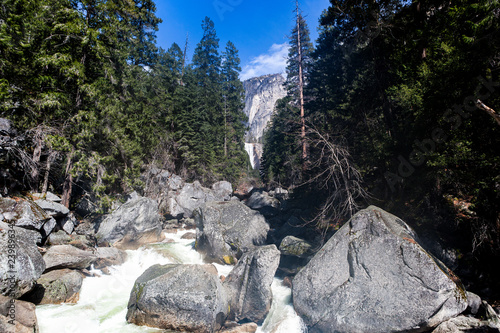 Stream and waterfalls in Yosemite National Park, California