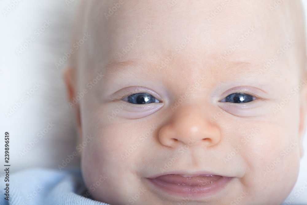 portrait smile infant baby . newborn people boy . funny cute child .