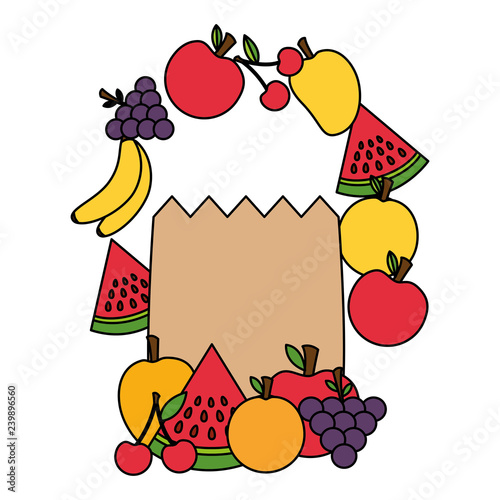 healht food grocery bag fruits photo