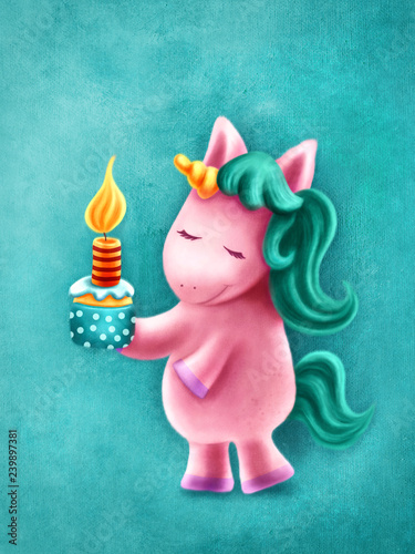 Carta da parati Cute unicorn
