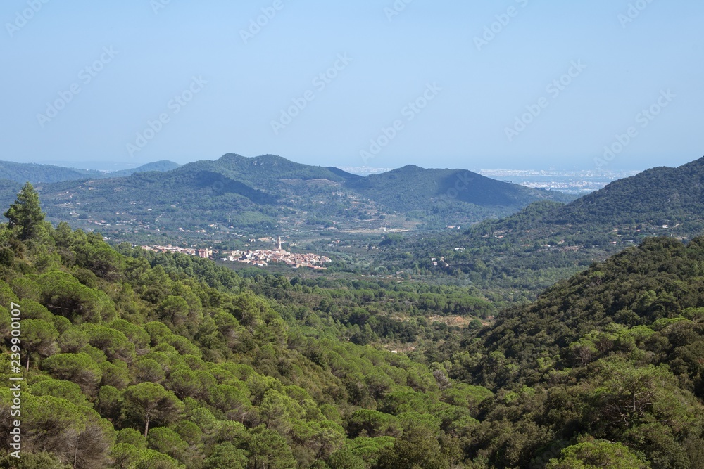 Landscape with a Cornudella de Montsant - a highland town in the famous wine-producing comarca of Priorat, Tarragona, Catalonia, Spain.