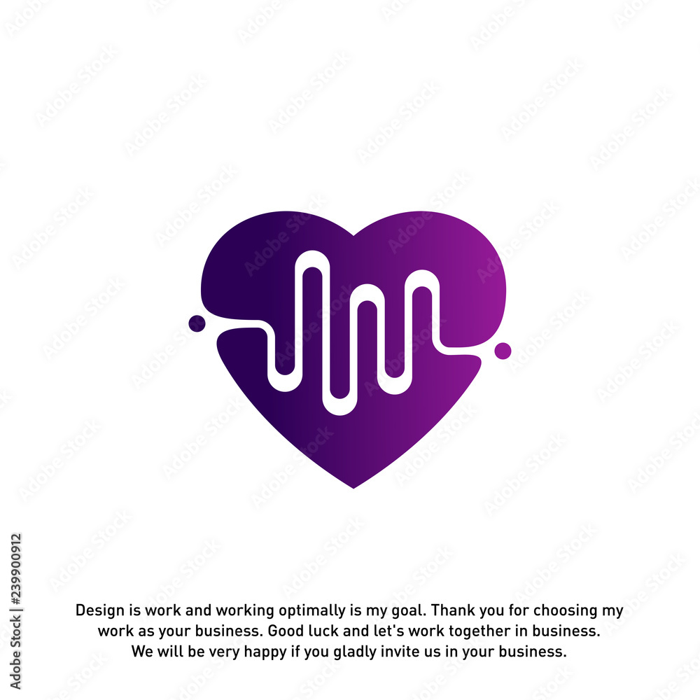 Love Heart with pulse logo vector, elements and symbols, template - Vector Love Heart with pulse logo vector, elements and symbols, template - Vector