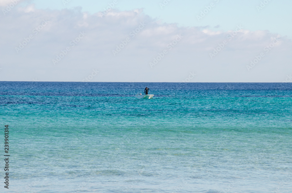 Photograph of the blue sea in Menorca